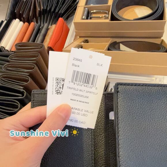 NWT Coach Men's Leather Tri-Fold Wallet 23845 black - Picture 3 of 5